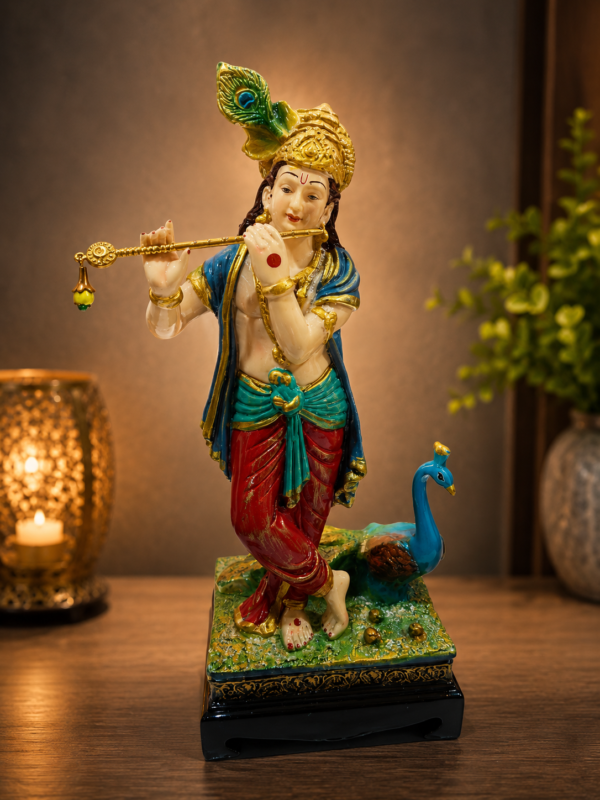 Shree Krishna with Peacock Idol