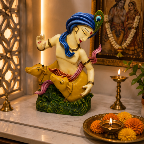 Divine Krishna with Cows Idol