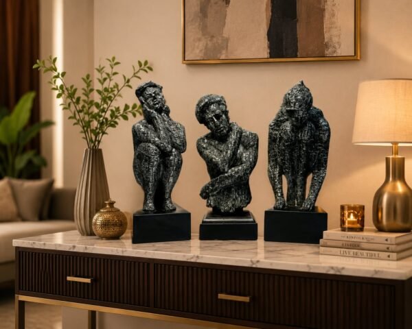 The Thinking Trio Abstract Sculpture Set Writing