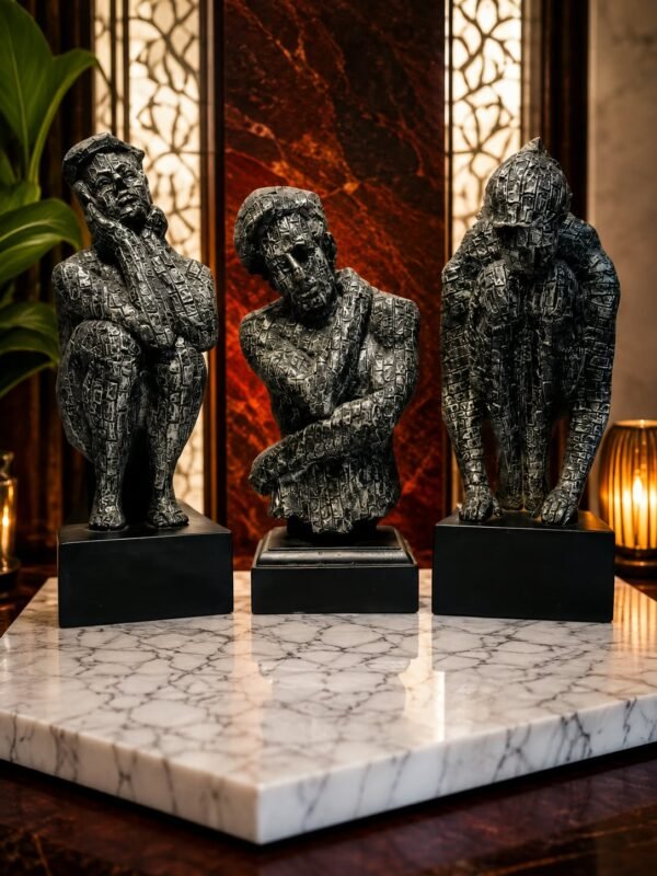 The Thinking Trio Abstract Sculpture Set Writing