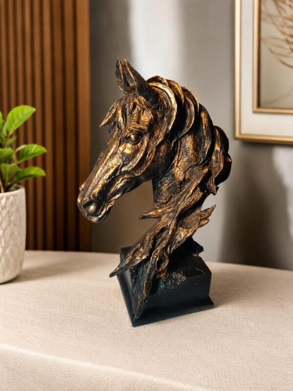 Majestic Golden Horse Bust Sculpture