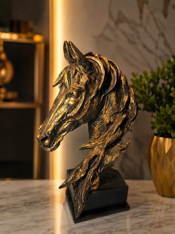 Majestic Golden Horse Bust Sculpture