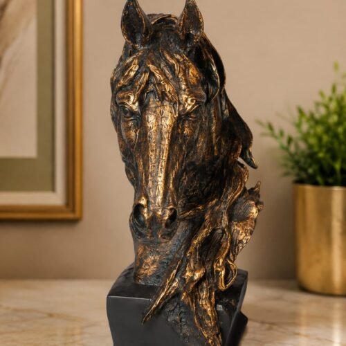 Majestic Golden Horse Bust Sculpture.