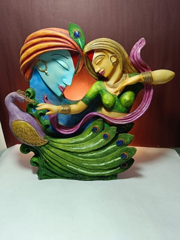 Divine Radha Krishna Peacock Sculpture