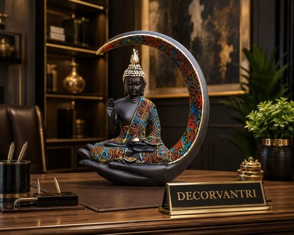 Serene Crescent Buddha Sculpture