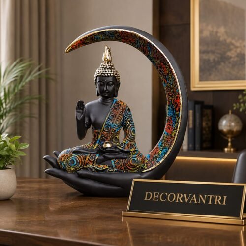 Serene Crescent Buddha Sculpture