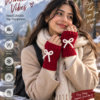 Handmade Red Crochet Fingerless Gloves with Bow