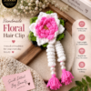 Handmade Crochet Floral Tassel Hair Clip – Pink & White