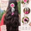 Handmade Crochet Floral Tassel Hair Clip – Pink & White