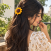 🌻 Handmade Crochet Sunflower Hair Clip