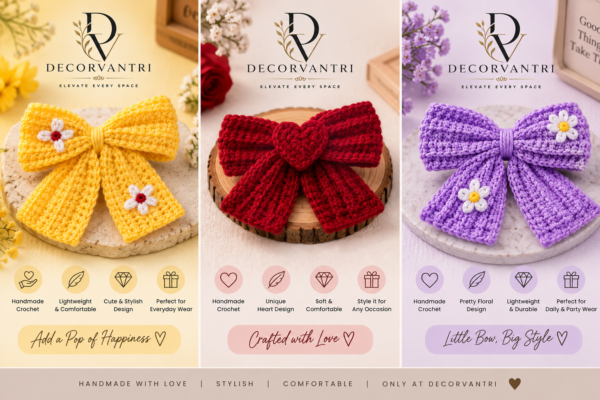 Daisy Bloom Handmade Crochet Bow 🎀