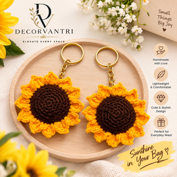 Handmade Crochet Sunflower Keychain 🌻