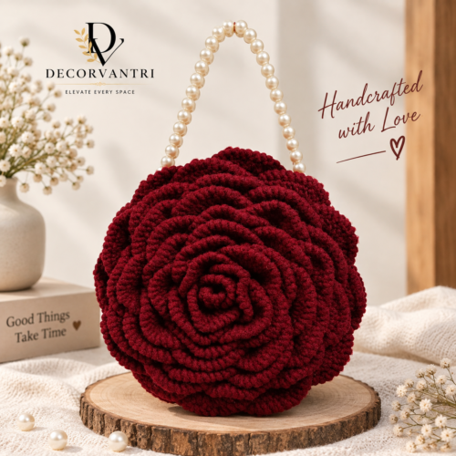 Ruby Rose Crochet Pearl Handle Bag