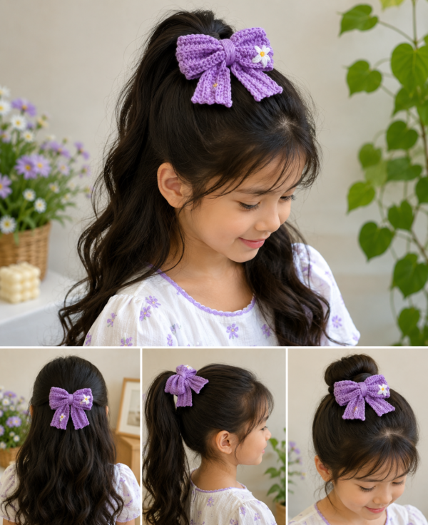 Daisy Bloom Handmade Crochet Bow 🎀