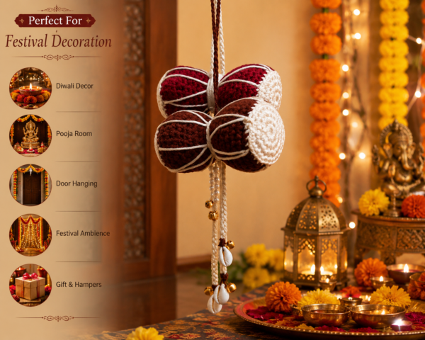 Handcrafted Crochet Damru Festive Hanging
