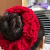 Ruby Bloom Crochet Hair Scrunchie.
