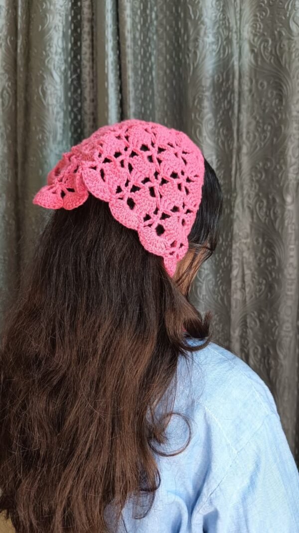 Blush Bloom Crochet Head Scarf 🌸