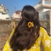 Handmade Crochet Sunflower Hair Claw Clip